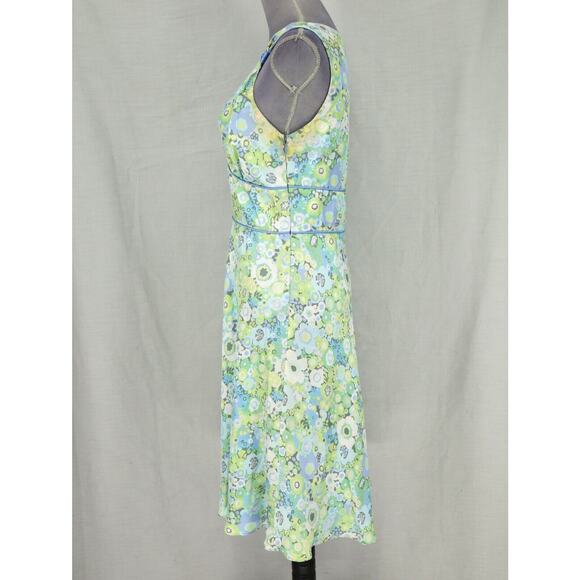 Sigrid Olsen Dress Womens 6 Silk Blue Green Floral Lined Side Zip Sleeveless - Picture 12 of 13